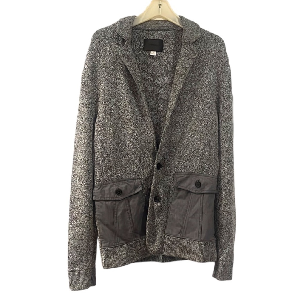 FOSSIL NASH MENS HEAVY KNIT CARDIGAN SWEATER GRAY SIZE SMALL
